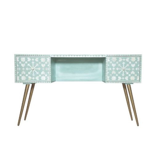 Bone Inlay Desk : Zelliges : Turquoise