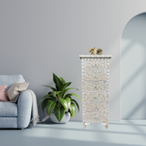 Mother of Pearl Inlay Tallboy : Floral : Beige
