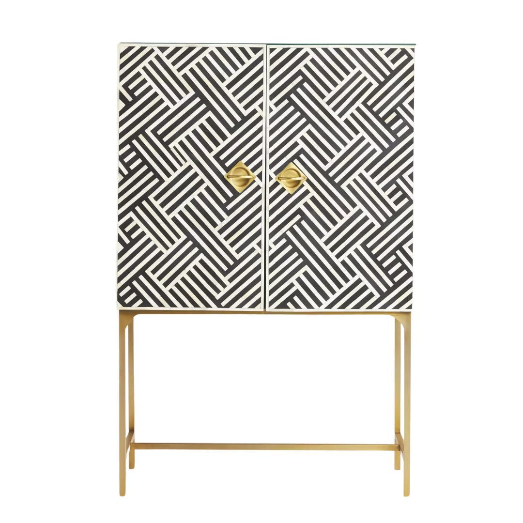 Bone Inlay Bar Cabinet : Criss Cross : Eucalyptus