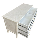 Bone Inlay French 6 Drawer Chest : Floral : White