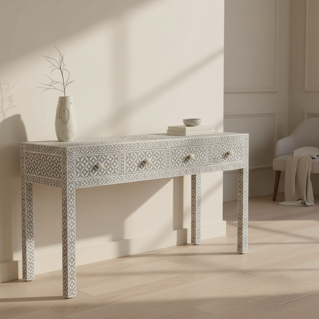 Bone Inlay Console : Starburst : Grey