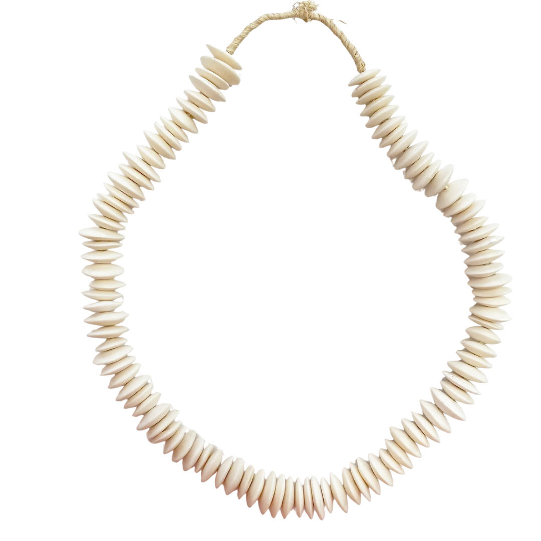 Carved Camel Bone Necklace : White