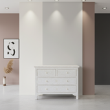 Bone Inlay 4 Drawer Chest : Floral : White