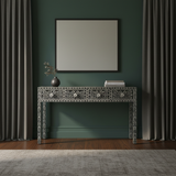 Mother of Pearl Inlay Console : Floral : Black