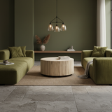 Bone & Timber Inlay Round Coffee Table (with castors)