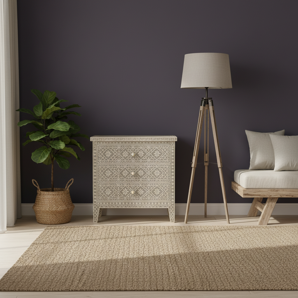 Bone Inlay 3 Drawer Chest : Lilium : Grey