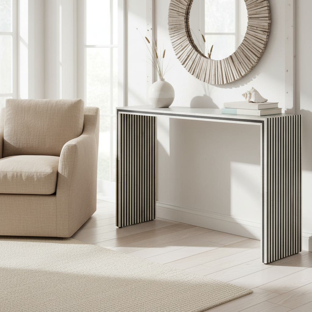 Bone Inlay Console : Stripe : Black