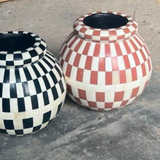 Bone Inlay Vase : Checkered : Clay