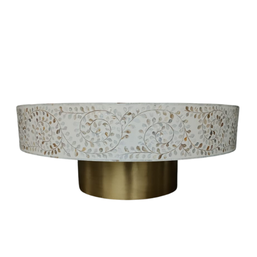 Mother of Pearl Inlay Coffee Table : Floral : White