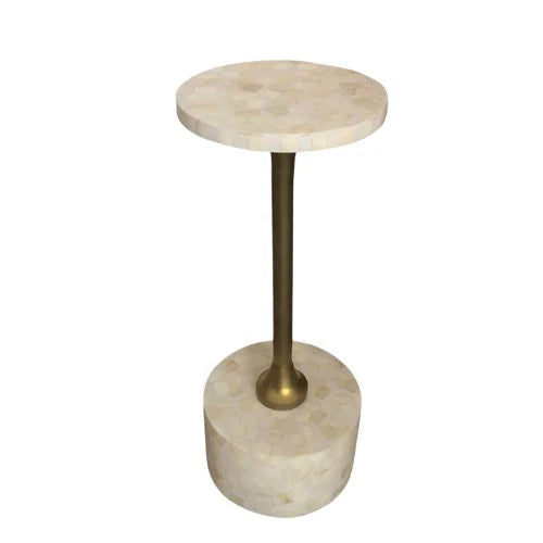 Bone Inlay Accent Table : Tri-Square : White