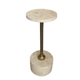 Bone Inlay Accent Table : Tri-Square : White