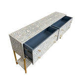 Bone Inlay 4 Drawer Sideboard : Liana : Grey