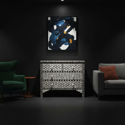 Bone Inlay 4 Drawer Chest : Tri-Square : Charcoal