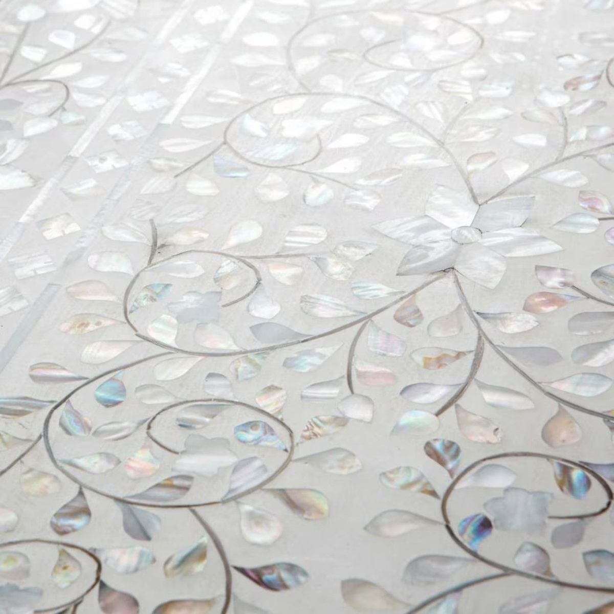 Mother of Pearl Inlay 7 Drawer Chest : Floral : White