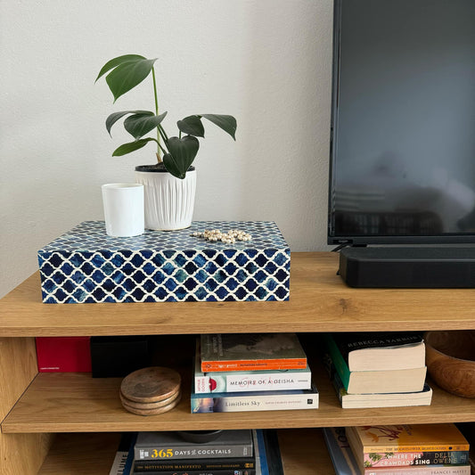 Bone Inlay Box : Moroccan : Blue