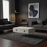 Bone Inlay Rectangular Coffee Table : Cross Cross : White