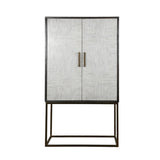 Bone Inlay Drinks Cabinet  wtih Antique Brass Legs : Pinstripe : Charcoal