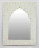 Bone Inlay Moghul Arch Mirror : Floral : Cream