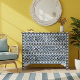 Bone Inlay 4 Drawer Chest : Ogee : Indigo