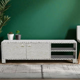 Bone Inlay 2 Door TV Sideboard : Zig Zag : Black