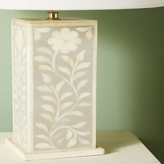 Bone Inlay Lamp Base : Floral : Black
