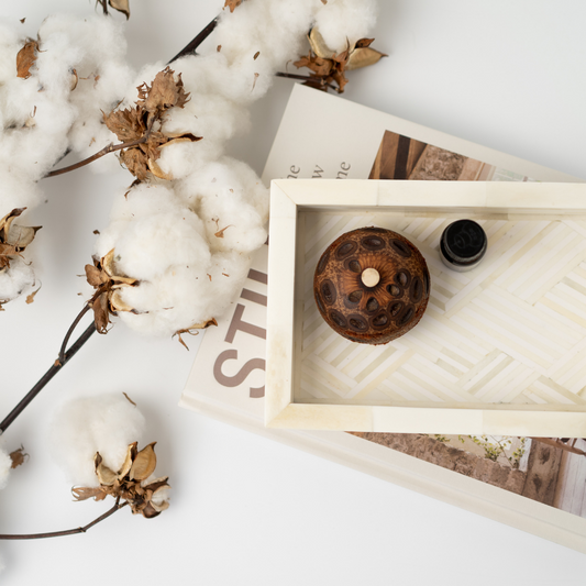 Bone Inlay Mini Tray : Criss Cross : White