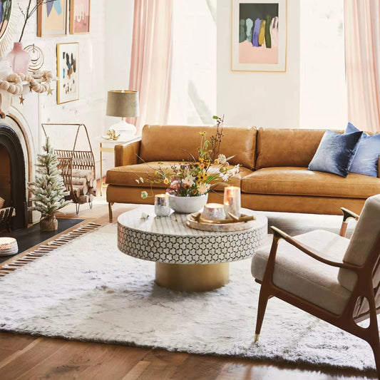 Bone Inlay Round Coffee Table : Tri-Square : Charcoal