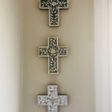 Bone Inlay Cross : Floral: Yellow