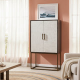 Bone Inlay Drinks Cabinet  wtih Antique Brass Legs : Pinstripe : Charcoal