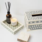 Bone Inlay Mini Tray : Scallop : Dark Sage