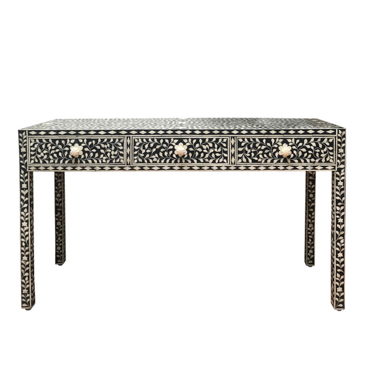 Bone Inlay Floral Console : Black