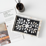 Mother of Pearl Inlay Mini Tray : Floral : Black