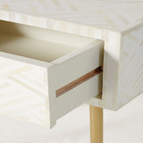 Bone Inlay 1 Drawer Bedside (with Metal Legs) : Criss Cross : White