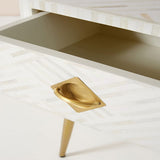 Bone Inlay 1 Drawer Bedside (with Metal Legs) : Criss Cross : White
