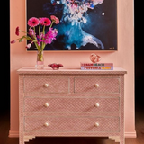 Bone Inlay 4 Drawer Chest : Scallop : Grey