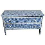 Bone Inlay 2 Drawer : Kilim : Blue