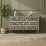 Bone Inlay 9 Drawer Sideboard : Liana : Black