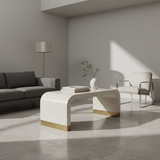 Bone Inlay Waterfall Coffee Table : Zelliges : White