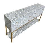 Bone Inlay 4 Drawer Sideboard : Liana : Grey