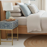Bone Inlay 1 Drawer Bedside (with Metal Legs) : Liana : Navy Blue