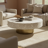 Mother of Pearl Inlay Coffee Table : Floral : White