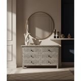 Dyed Bone Inlay 6 Drawer Chest : Moroccan : Grey