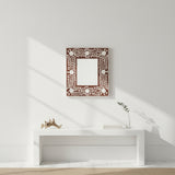 Bone Inlay Square Wall Mirror : Floral : Brown