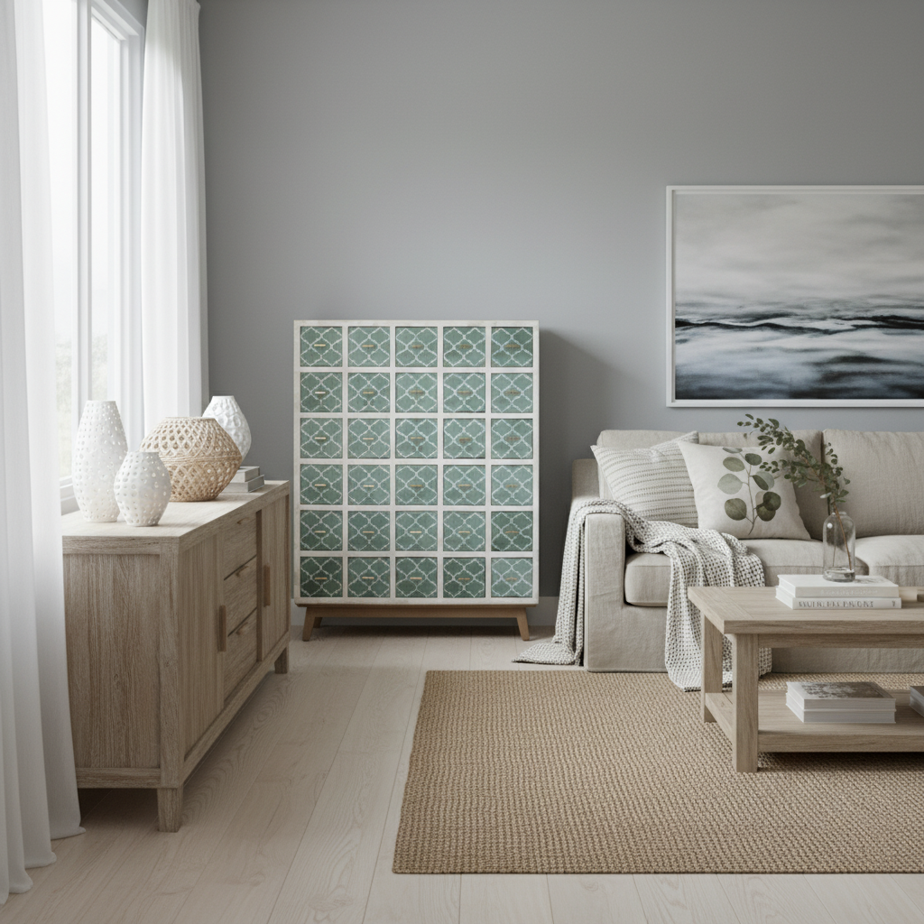 Bone Inlay Apothecary Unit : Quatrefoil : Green