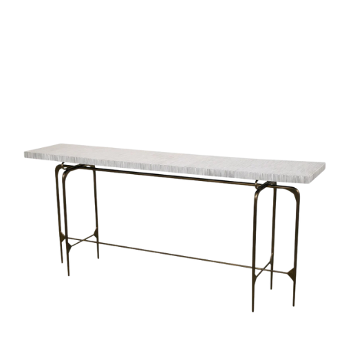 Bone Inlay Console wtih Antique Brass Legs : Pinstripe : Charcoal