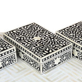 Bone Inlay Large Box : Floral : Black