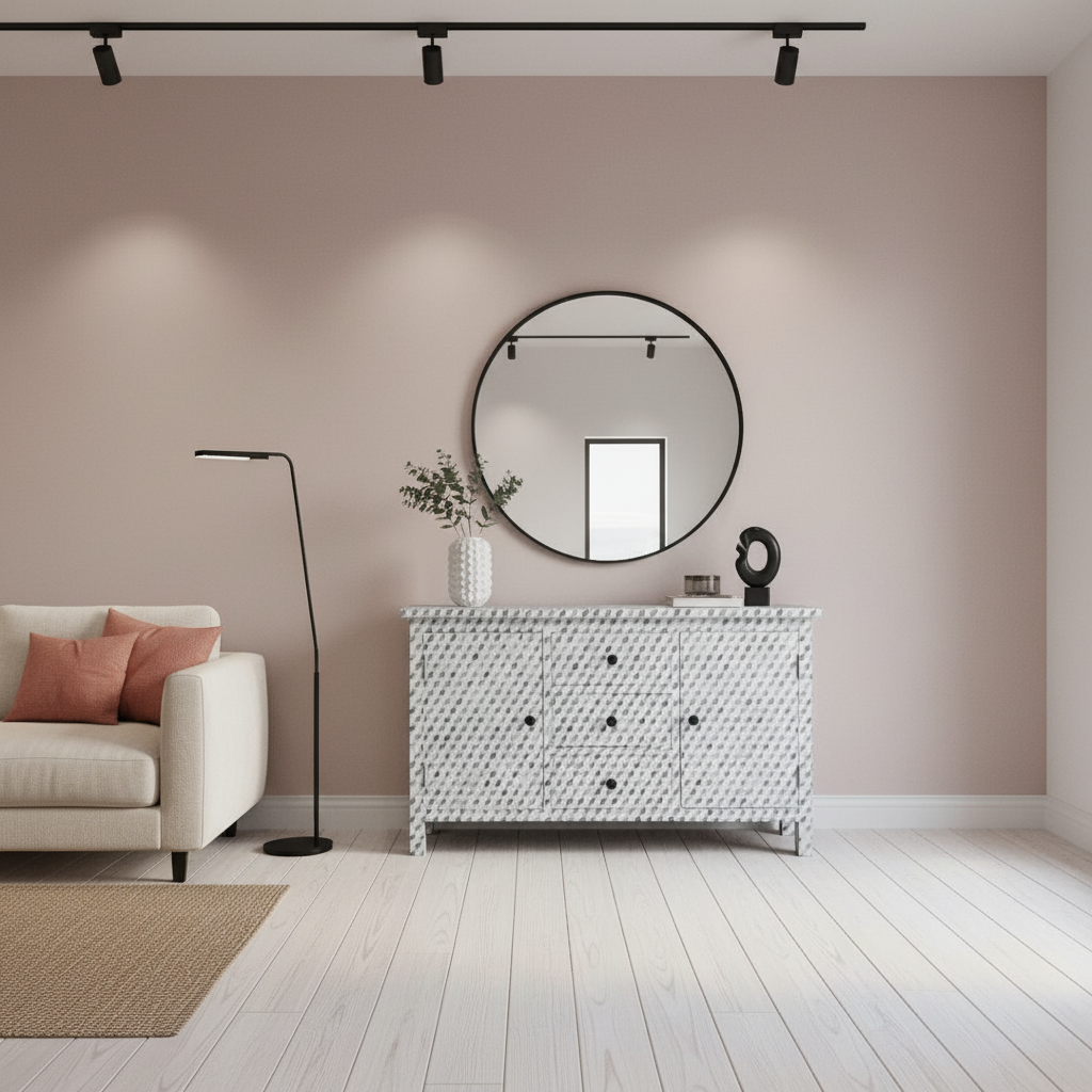 Dyed Bone Inlay Sideboard : Rhombus : Grey