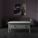 Bone Inlay Rectangular Coffee Table : Floral : Grey