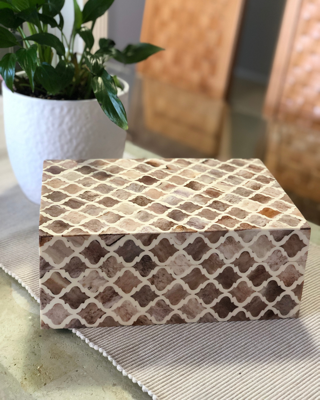 Bone Inlay Box : Moroccan : Mocha Mousse