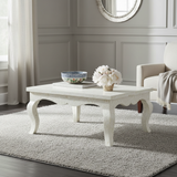 Bone Inlay French Coffee Table : Floral : White
